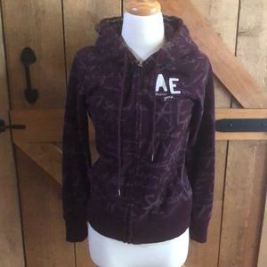 AMERICAN EAGLE OUTFITTERS Maroon Zip Front Hoodie Sweatshirt Jacket Sz Small S/P